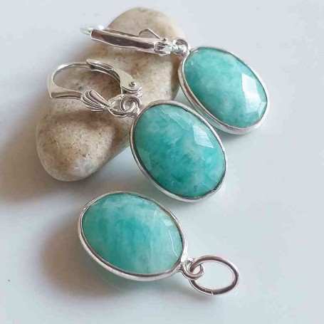 Set Amazonit cercei si pandantiv