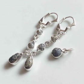 Set Diamant brut cercei si pandantiv